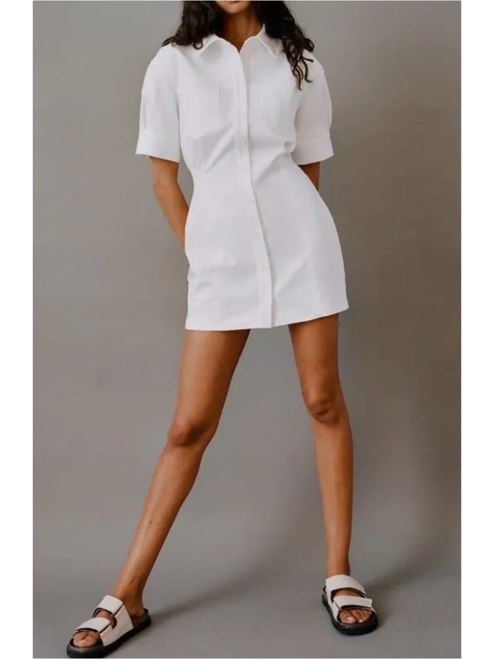 Zara white linen-blend shirt dress | S | 3067 300 250